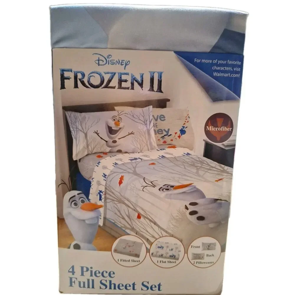 Disney Frozen II Microfiber 4‑Piece Full Sheet Set Anna Elsa Kids Bedding NEW